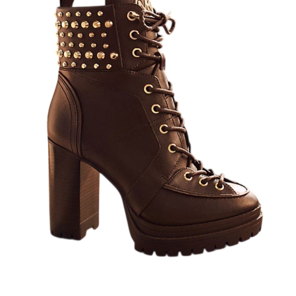 Michael Kors $245 Yvonne Studded Leather Boot Brown Size 6M